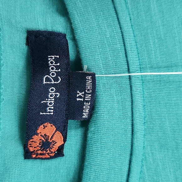 NWT, Indigo Poppy, Women's Teal top, short laced sleeves, with ruffle hemline. S - Picture 5 of 8